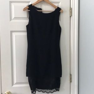 Black dress with lace hem detail